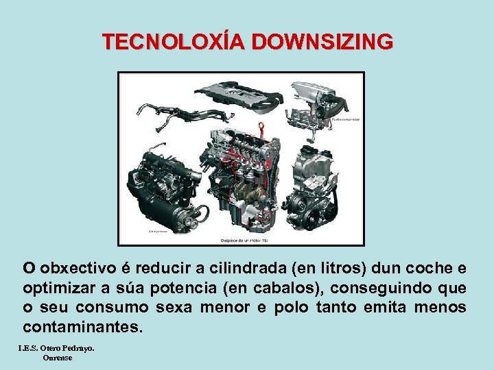 TECNOLOXÍA DOWNSIZING O obxectivo é reducir a cilindrada (en litros) dun coche e optimizar