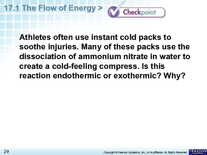 17. 1 The Flow of Energy > Athletes often use instant cold packs to