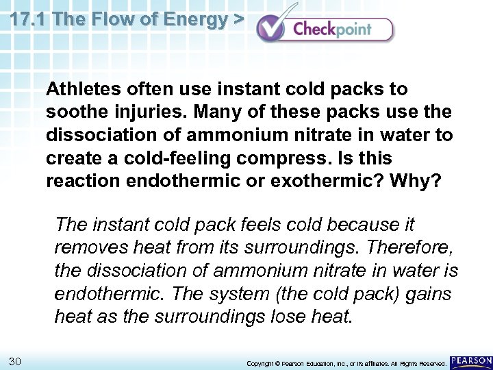 17. 1 The Flow of Energy > Athletes often use instant cold packs to