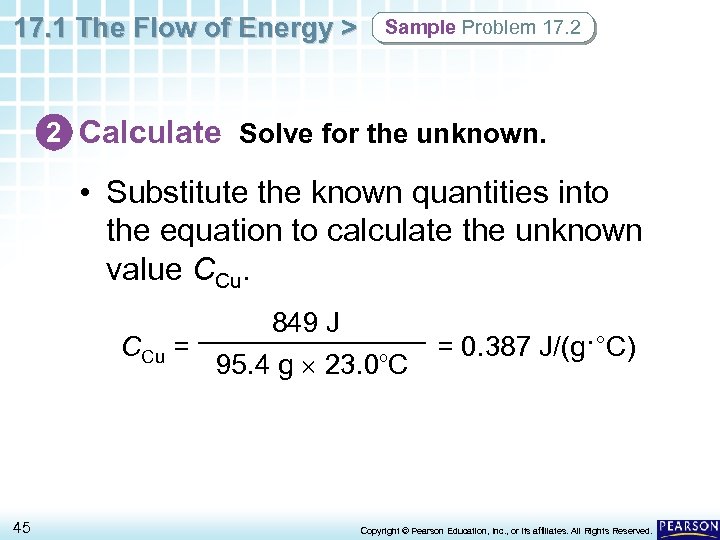 17. 1 The Flow of Energy > Sample Problem 17. 2 2 Calculate Solve