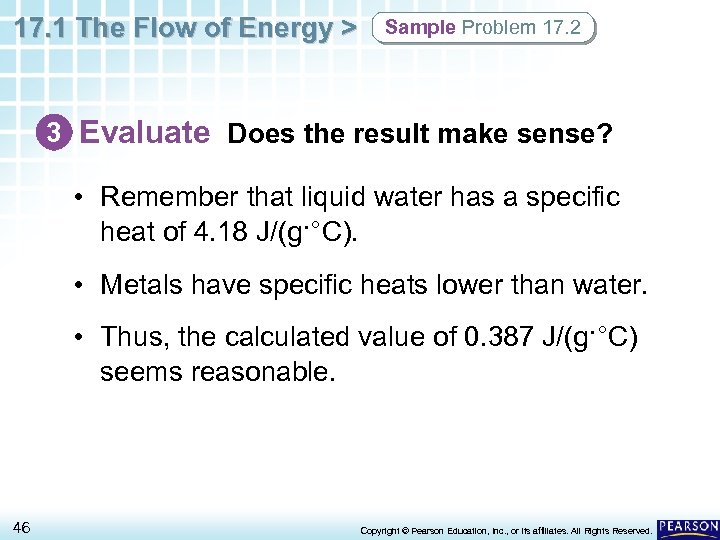 17. 1 The Flow of Energy > Sample Problem 17. 2 3 Evaluate Does