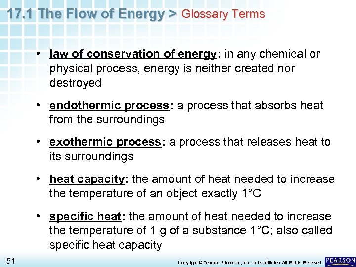 17. 1 The Flow of Energy > Glossary Terms • law of conservation of