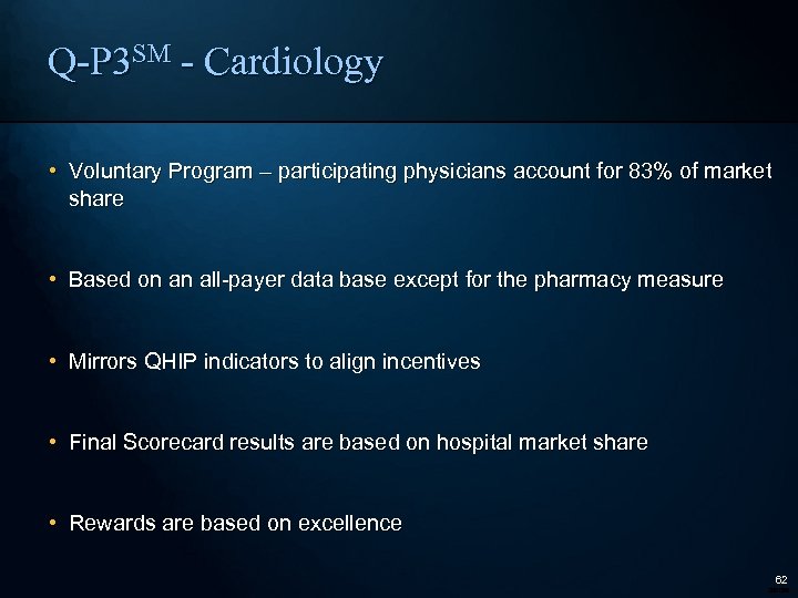 Q-P 3 SM - Cardiology • Voluntary Program – participating physicians account for 83%