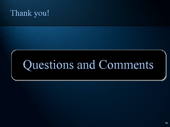 Thank you! Questions and Comments 70 280066 