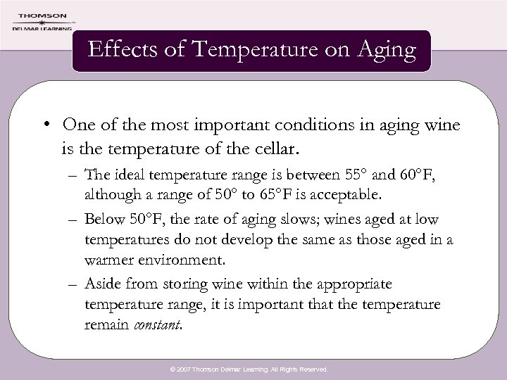 Effects of Temperature on Aging • One of the most important conditions in aging