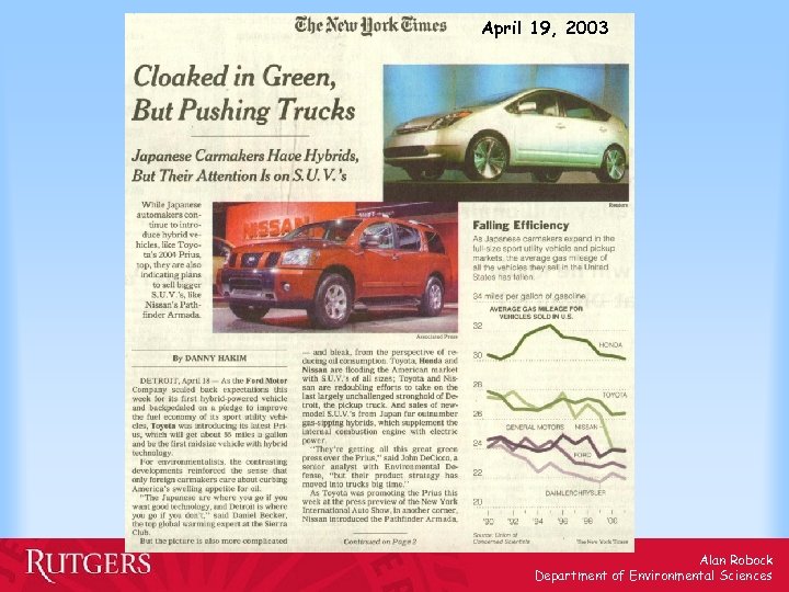 April 19, 2003 Alan Robock Department of Environmental Sciences 