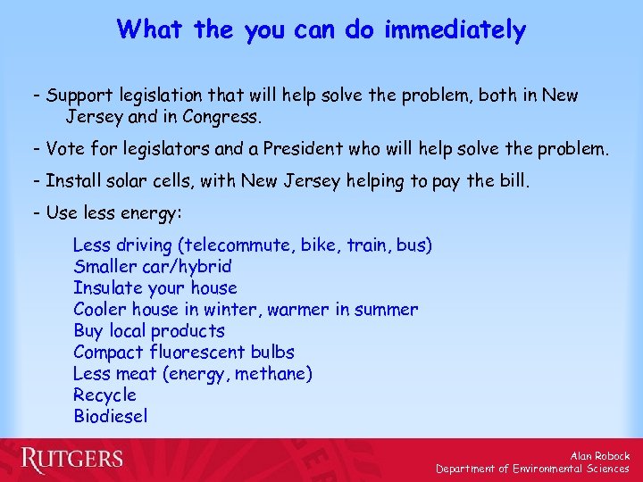 What the you can do immediately - Support legislation that will help solve the