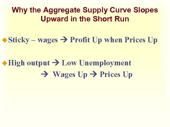 Why the Aggregate Supply Curve Slopes Upward in the Short Run u Sticky u