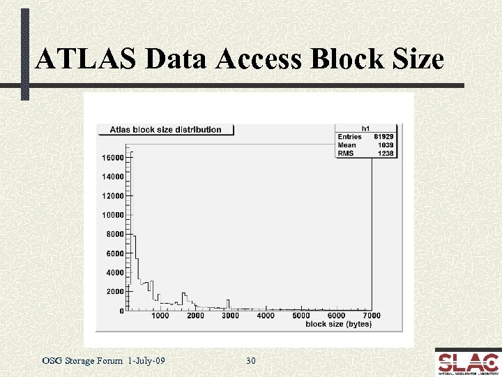 ATLAS Data Access Block Size OSG Storage Forum 1 -July-09 30 