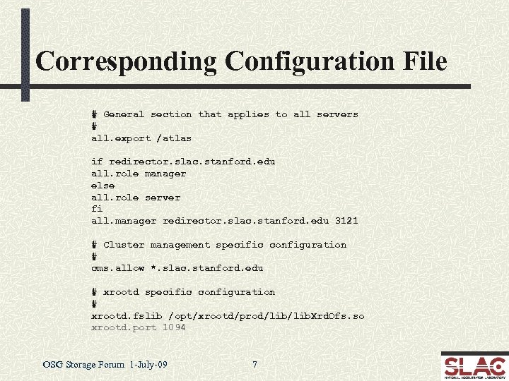 Corresponding Configuration File # General section that applies to all servers # all. export