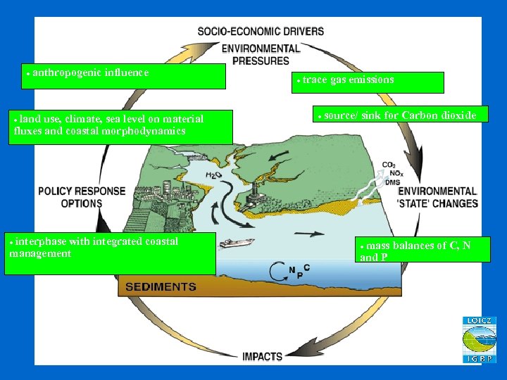 · anthropogenic influence · land use, climate, sea level on material fluxes and coastal