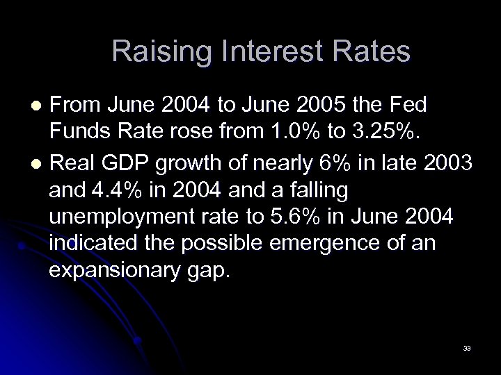 Raising Interest Rates From June 2004 to June 2005 the Fed Funds Rate rose
