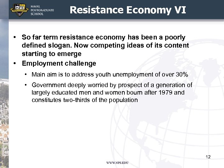 Resistance Economy VI • So far term resistance economy has been a poorly defined