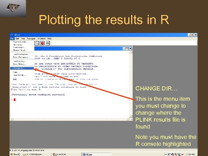 Plotting the results in R CHANGE DIR… This is the menu item you must