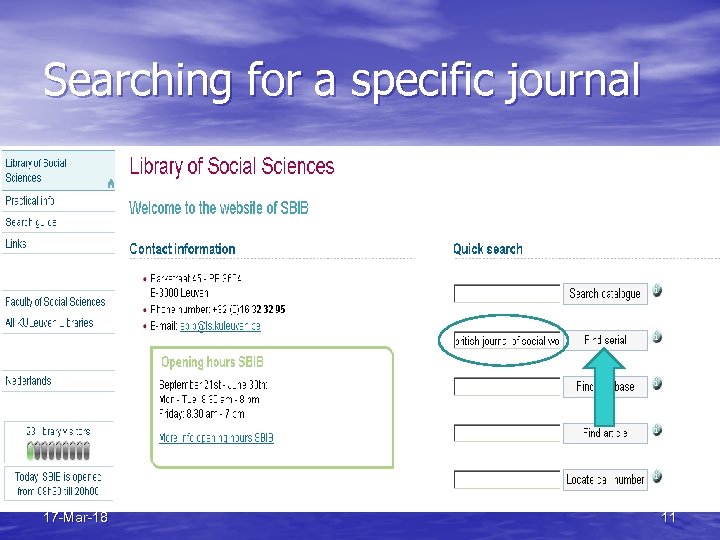 Searching for a specific journal 17 -Mar-18 11 