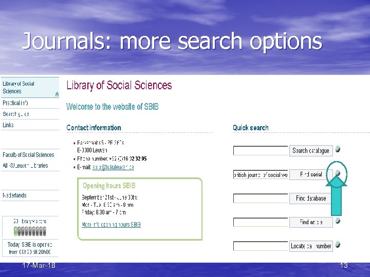 Journals: more search options 17 -Mar-18 13 