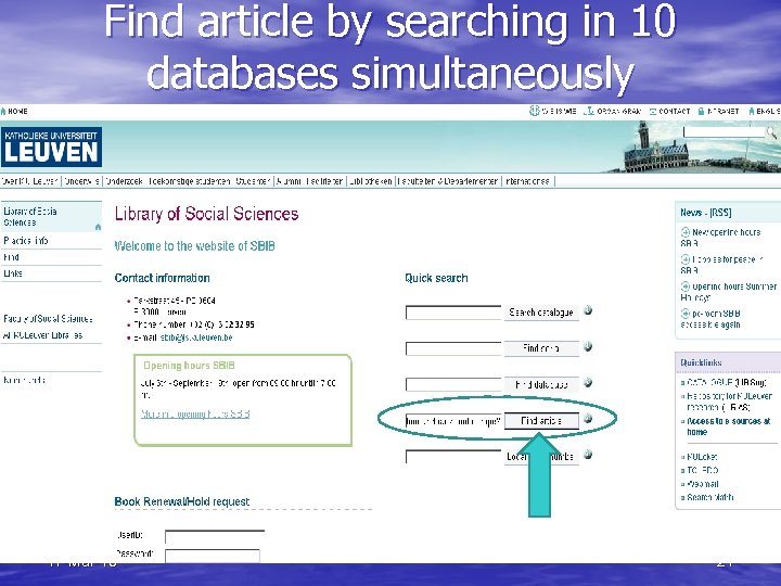 Find article by searching in 10 databases simultaneously 17 -Mar-18 21 