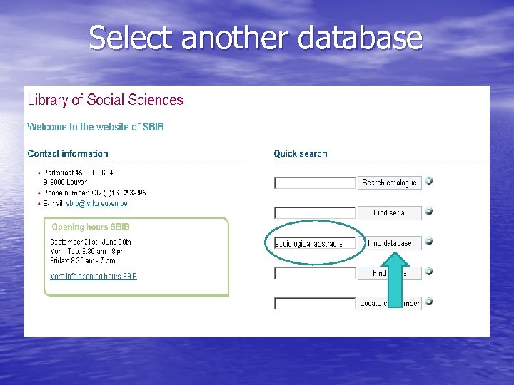 Select another database 