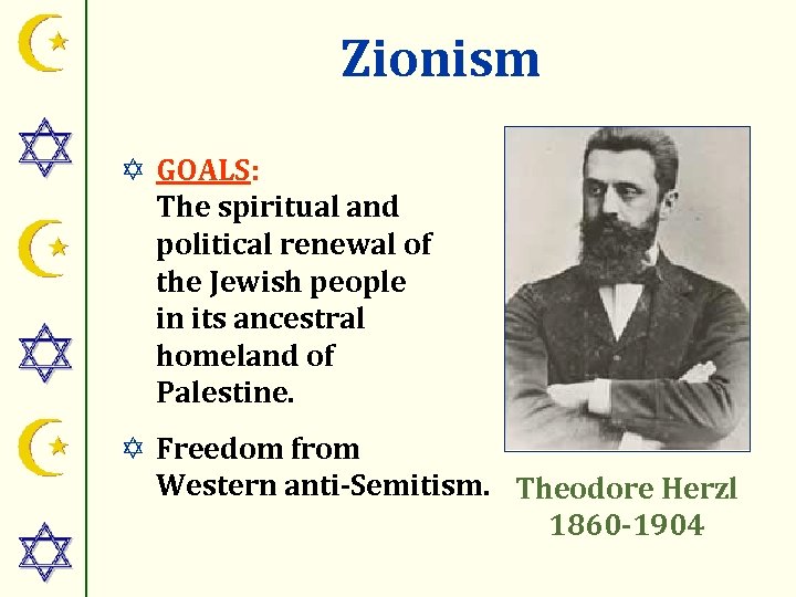 Zionism Y GOALS: The spiritual and political renewal of the Jewish people in its