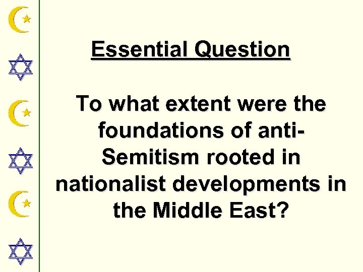 Essential Question To what extent were the foundations of anti. Semitism rooted in nationalist