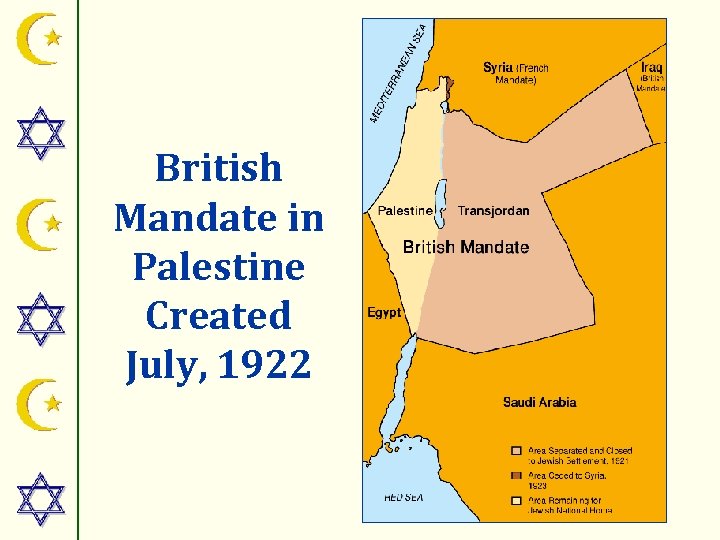 British Mandate in Palestine Created July, 1922 