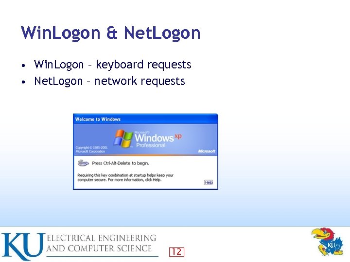 Win. Logon & Net. Logon Win. Logon – keyboard requests • Net. Logon –