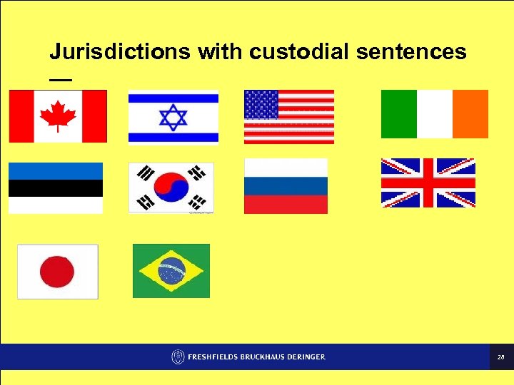 Jurisdictions with custodial sentences — 28 