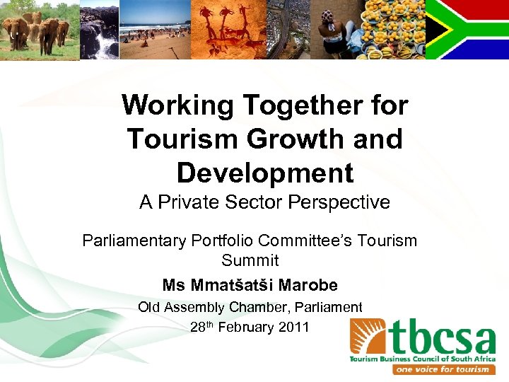 Working Together for Tourism Growth and Development A Private Sector Perspective Parliamentary Portfolio Committee’s