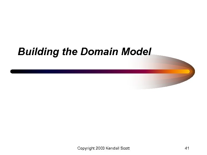 Building the Domain Model Copyright 2003 Kendall Scott 41 