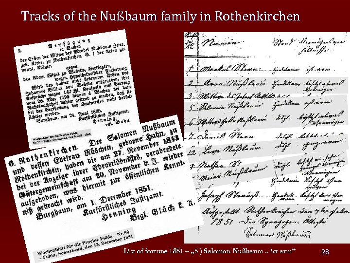 Tracks of the Nußbaum family in Rothenkirchen List of fortune 1851 – „ 5