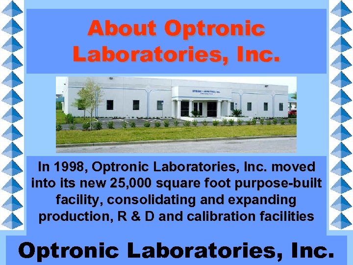 About Optronic Laboratories, Inc. In 1998, Optronic Laboratories, Inc. moved into its new 25,