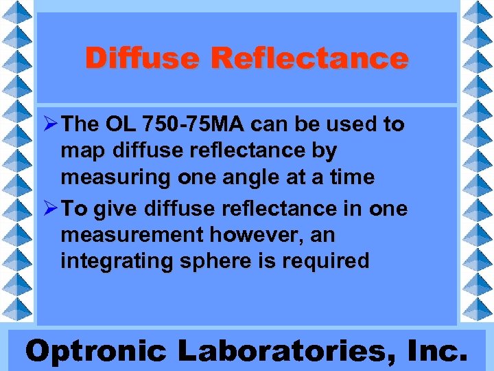 Diffuse Reflectance Ø The OL 750 -75 MA can be used to map diffuse