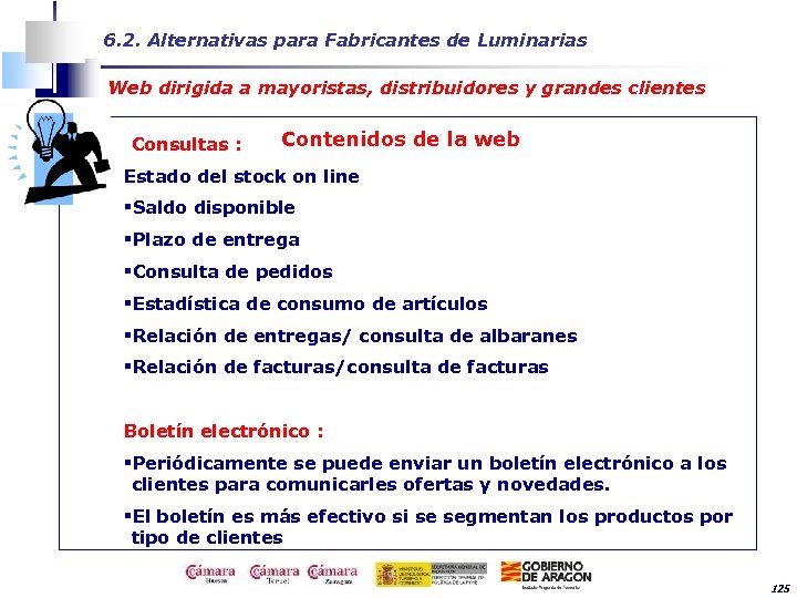 6. 2. Alternativas para Fabricantes de Luminarias Web dirigida a mayoristas, distribuidores y grandes
