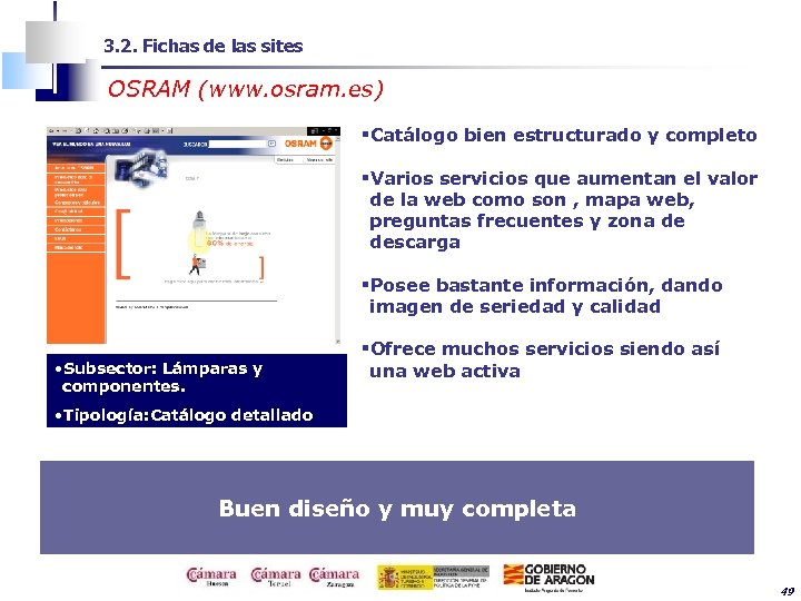 3. 2. Fichas de las sites OSRAM (www. osram. es) §Catálogo bien estructurado y
