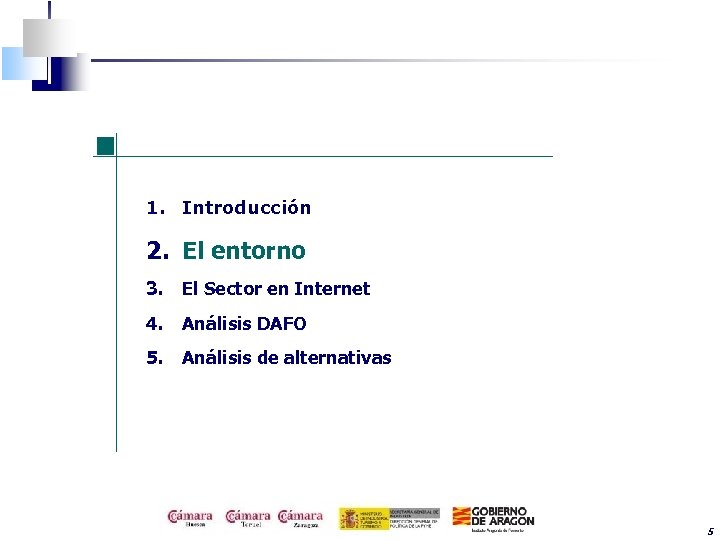 1. Introducción 2. El entorno 3. El Sector en Internet 4. Análisis DAFO 5.