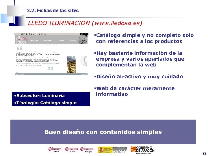 3. 2. Fichas de las sites LLEDO ILUMINACION (www. lledosa. es) §Catálogo simple y