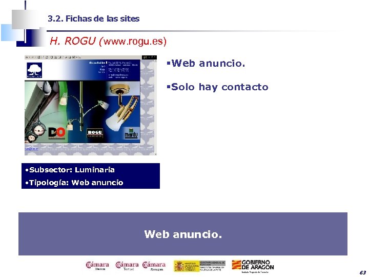 3. 2. Fichas de las sites H. ROGU (www. rogu. es) §Web anuncio. §Solo