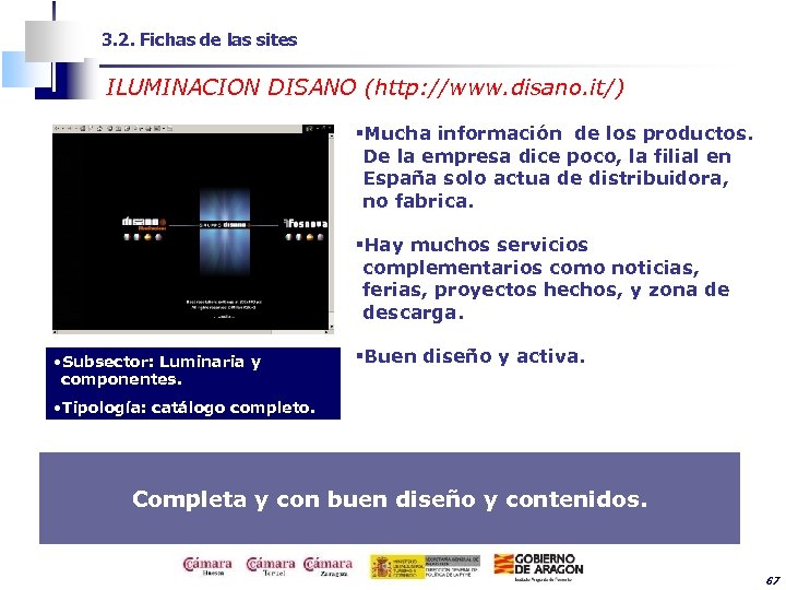 3. 2. Fichas de las sites ILUMINACION DISANO (http: //www. disano. it/) §Mucha información