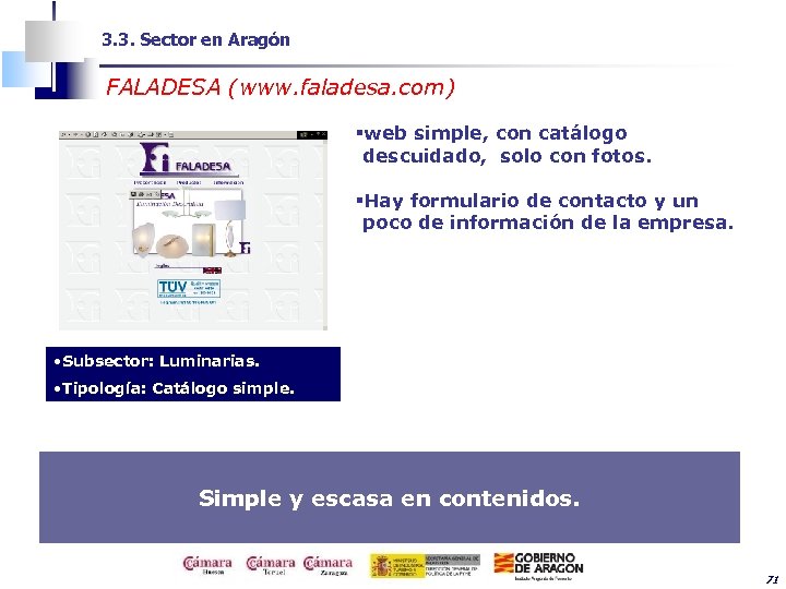 3. 3. Sector en Aragón FALADESA (www. faladesa. com) §web simple, con catálogo descuidado,