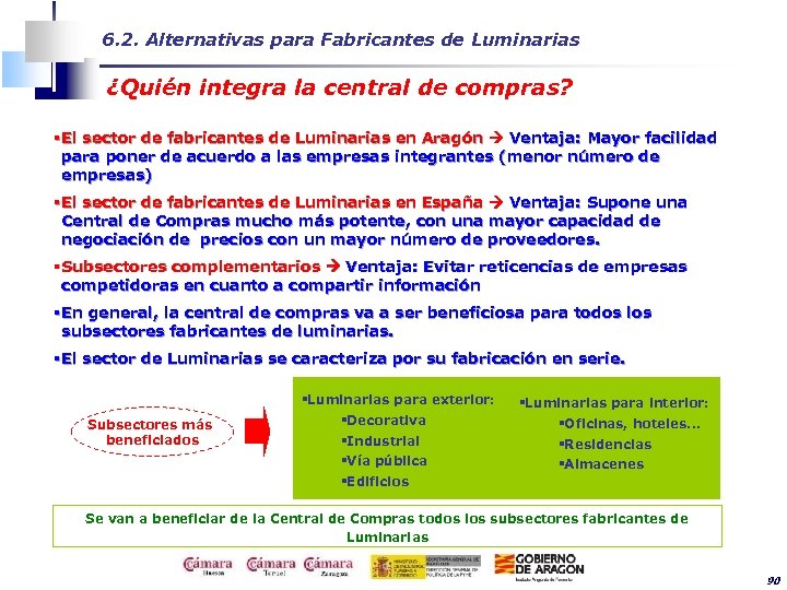 6. 2. Alternativas para Fabricantes de Luminarias ¿Quién integra la central de compras? §