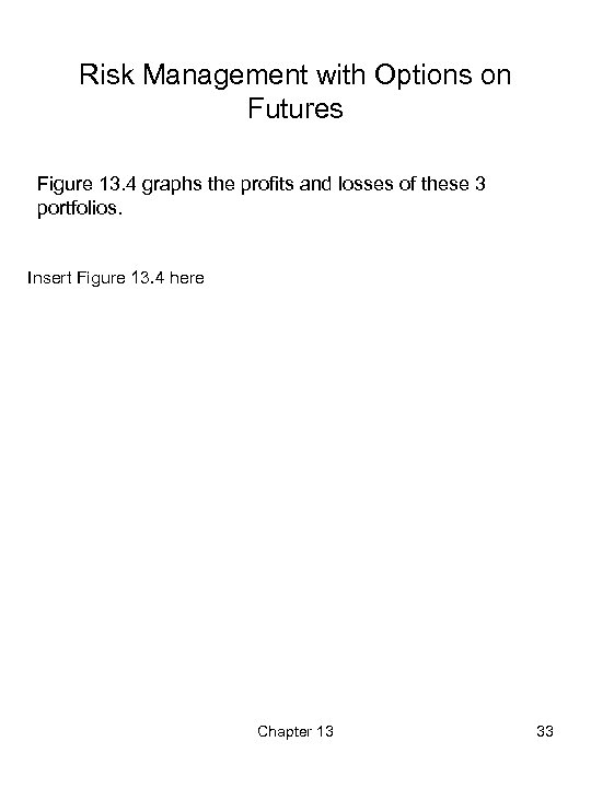 Risk Management with Options on Futures Figure 13. 4 graphs the profits and losses