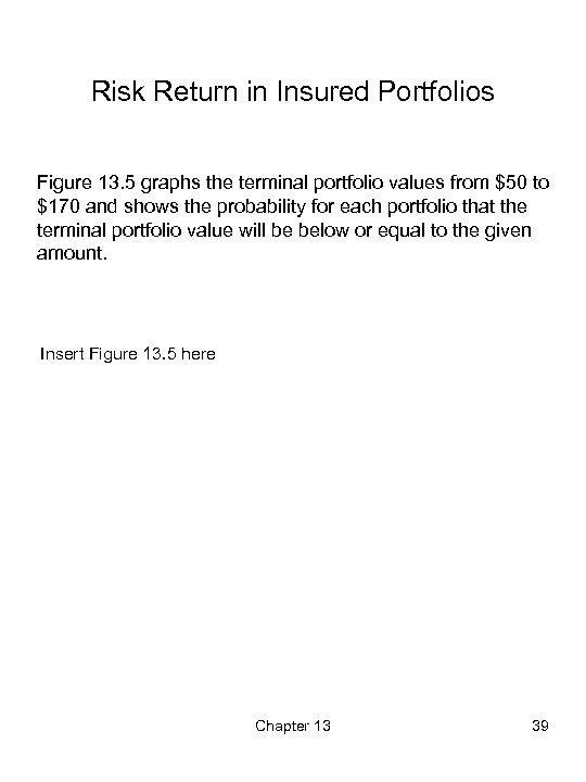Risk Return in Insured Portfolios Figure 13. 5 graphs the terminal portfolio values from