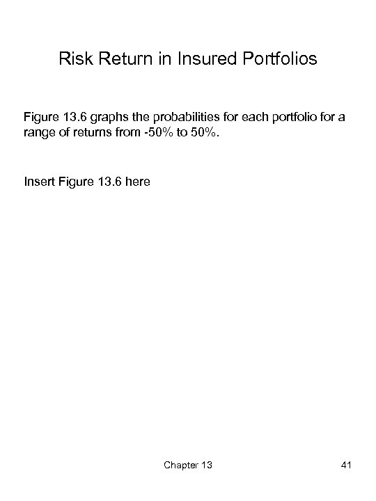 Risk Return in Insured Portfolios Figure 13. 6 graphs the probabilities for each portfolio