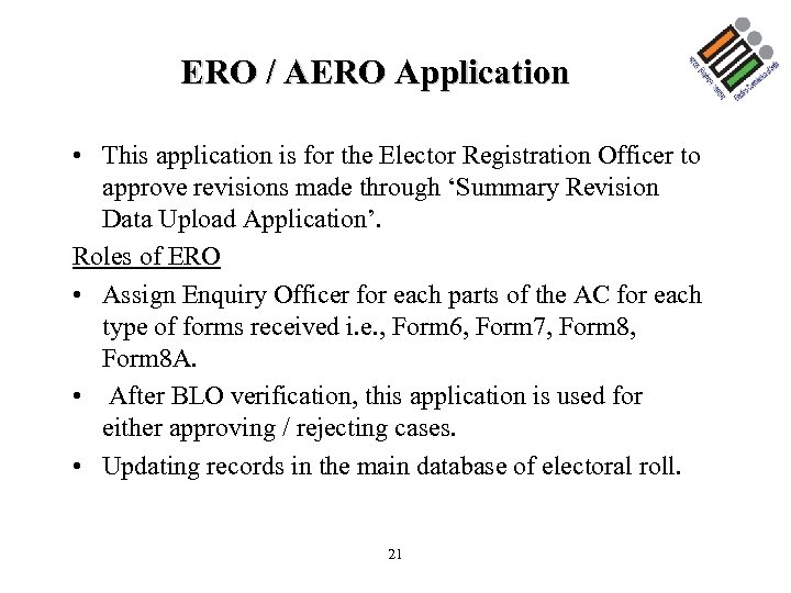 ERO / AERO Application • This application is for the Elector Registration Officer to