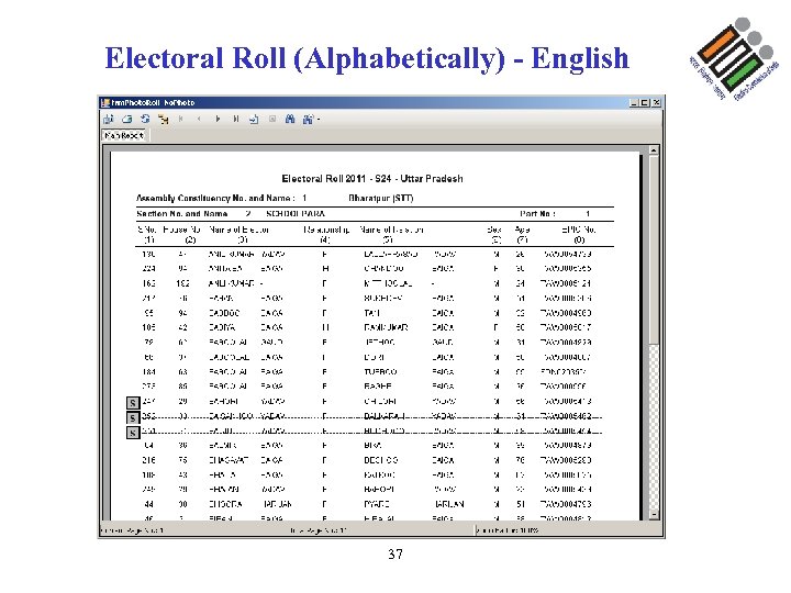 Electoral Roll (Alphabetically) - English 37 