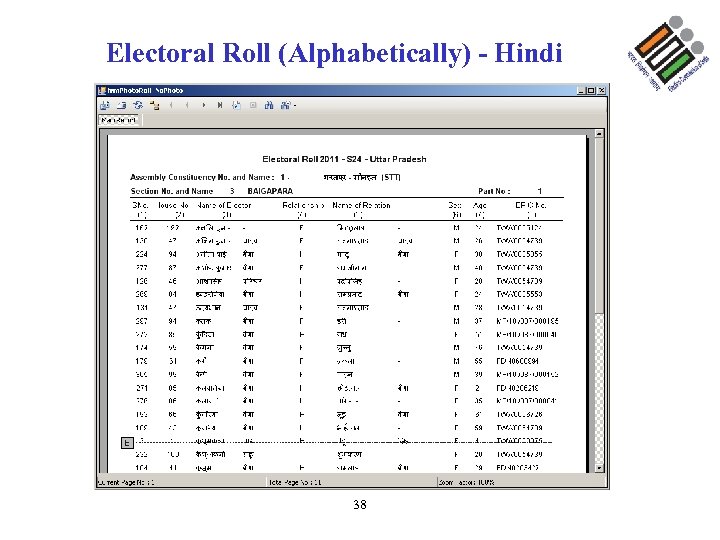 Electoral Roll (Alphabetically) - Hindi 38 