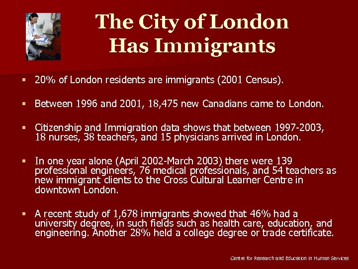 The City of London Has Immigrants § 20% of London residents are immigrants (2001