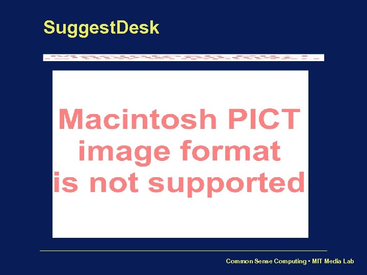 Suggest. Desk Common Sense Computing • MIT Media Lab 