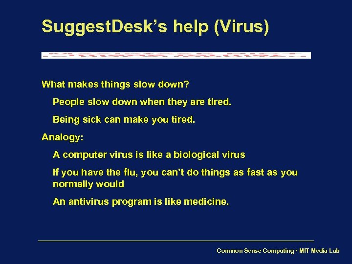 Suggest. Desk’s help (Virus) What makes things slow down? People slow down when they