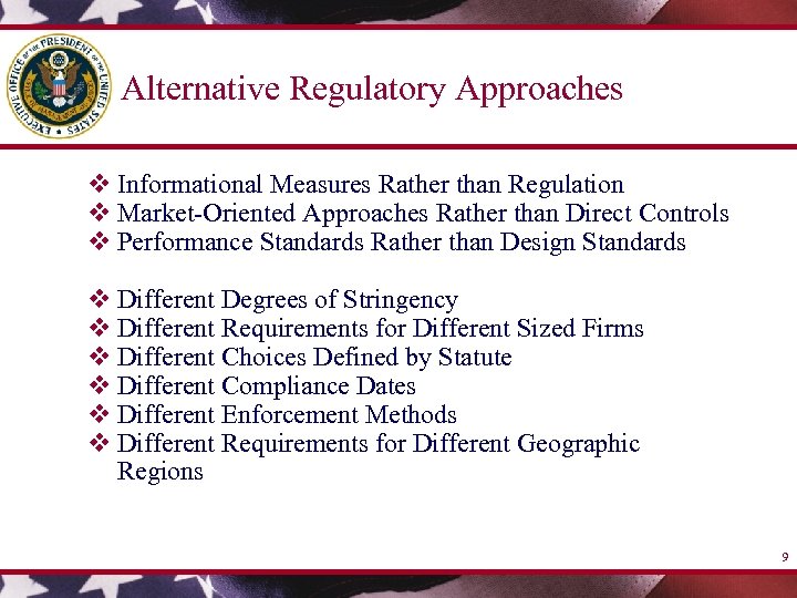 Alternative Regulatory Approaches v Informational Measures Rather than Regulation v Market-Oriented Approaches Rather than